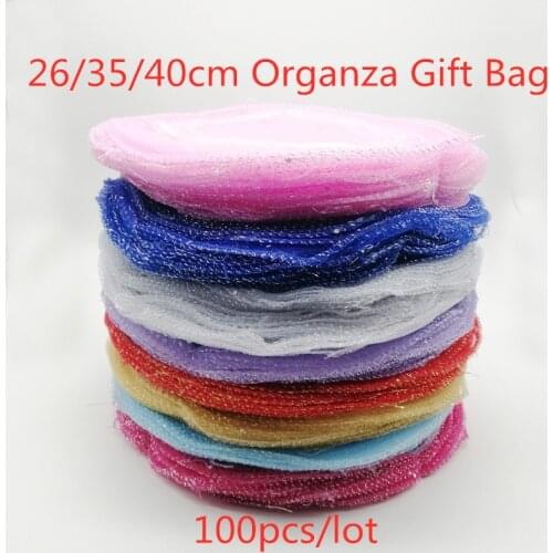 100pcs Multi Round organza gift bags 26-35-40cm party bag for women wed Drawstring bag Jewelry Display Bag Pouch diy accessories