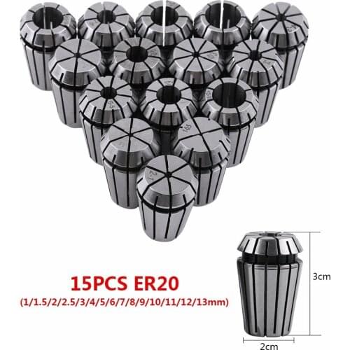 15Pcs ER20 collet chuck Spring Collet Set For Cnc Workholding Engraving Machine spindle motor And Milling Lathe Tool 1-13Mm