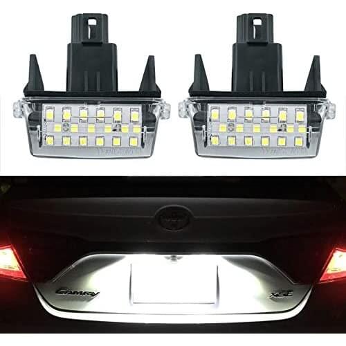 2Pcs LED License Plate Light Lamp Assemly For Toyota Camry Yaris Corolla Prius Verso-s, Powered by 18SMD Xenon White LED Lights