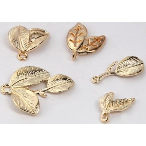 20pcs/lot KC Gold Metal Copper Leaf & Leaves Charms Pendant for Jewelry Making Diy Handmade Bracelet Necklace Accessories Z1123