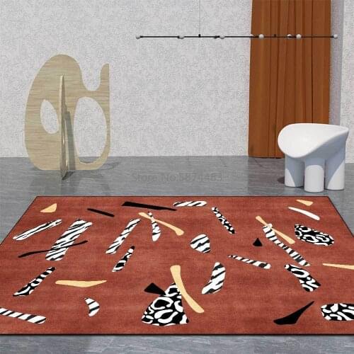 200*300cm Fashion Modern Ins Red Brown Green Texture Stitching Living Room Bedroom Bedside Carpet Floor Mat Customization