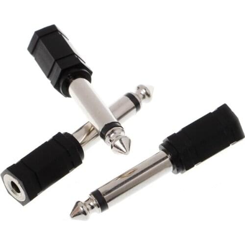 3 Pcs 6.35mm 1/4" Mono Plug to 1/8" 3.5mm Stereo Jack Female Audio Converter Adapter