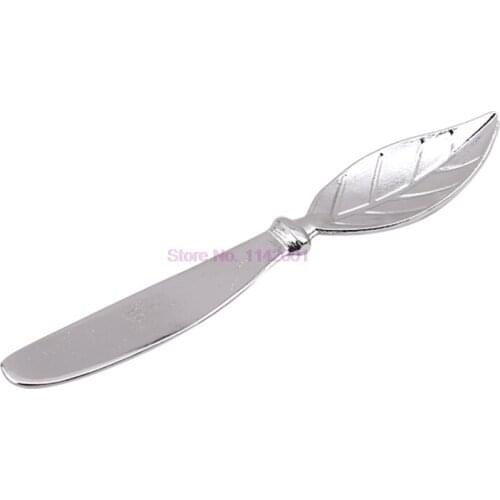 300pcs/lot Alloy Tree Leaves Leaf Spreader Butter Cream Spatula Silver Cheese Dessert Jam Spreader Breakfast Tool Gift
