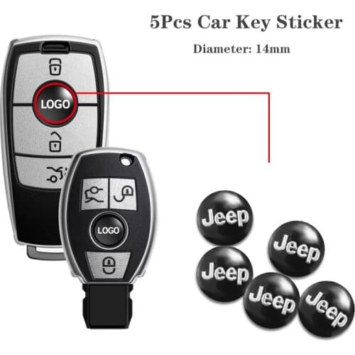 5Pcs 14mm Car Keys Random stickers For Jeep Comanche Renegade Rubicon Guide Wrangler Cherokee Compass Patriot Freelance Liberty