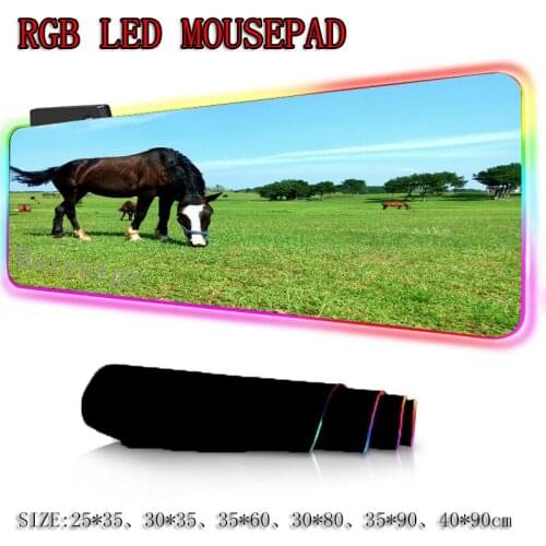 Mairuige Animal Horse Pattern Custom Large RGB LED Light Mouse Pad Lock-edge Computer Desk Mat Speed Natural Rubber Non-slip Xxl