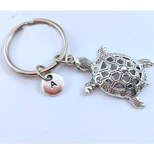 Sea Turtle Keyring Letter A-Z Keychain For Best Friend Couple Boyfriend Girlfriend Gift Fashion Keychain