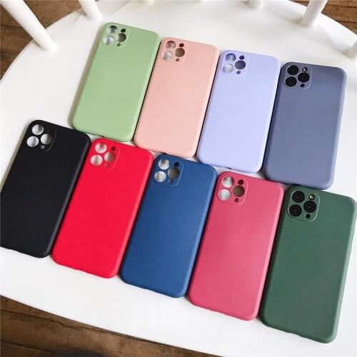 Lens Full Cover Plain Candy Color Light Pink Purple Soft Liquid Silicone TPU Phone Case For iPhone 11Pro 11 Pro Max Funda Coque