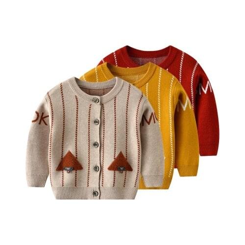 Baby Cardigan Coats 2020 Autumn Baby Clothes Toddler Sweater Male Baby British Style Striped Pine Sweater Long Sleeve Cardigans