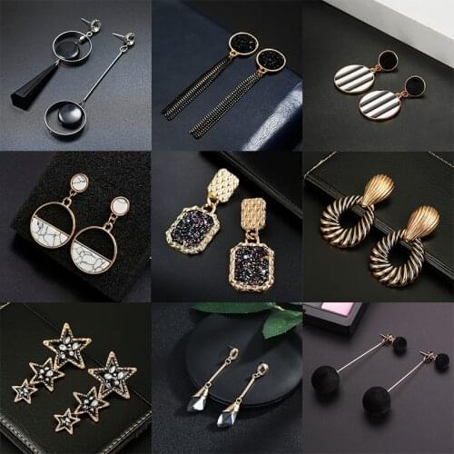 Long Chain Tassel Earrings Fashion Temperament Earrings Retro Versatile Black Earrings 2021 New Jewelry Fashion Lady