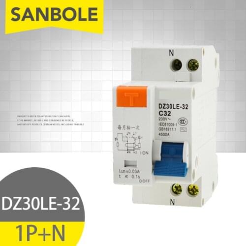 DZ30LE-32 1P+N Household Atmosphere Switch DPN Small-sized Circuit Breaker Electric Leakage Protect 10-32A