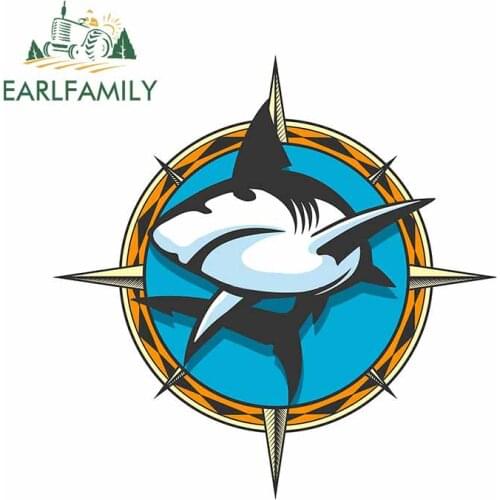 EARLFAMILY 13cm x 12.8cm for Shark Fierce Marine Life Car Stickers Anime Personality Motorcycle Decal Surfboard Car Assessoires