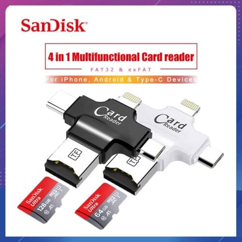 4 in 1 sandisk 32GB 64GB Pendrive OTG USB Flash Drive for iPhone 5/5s/5c/6/6 Plus/7/ipad OTG Card reader Pen Drive 16GB
