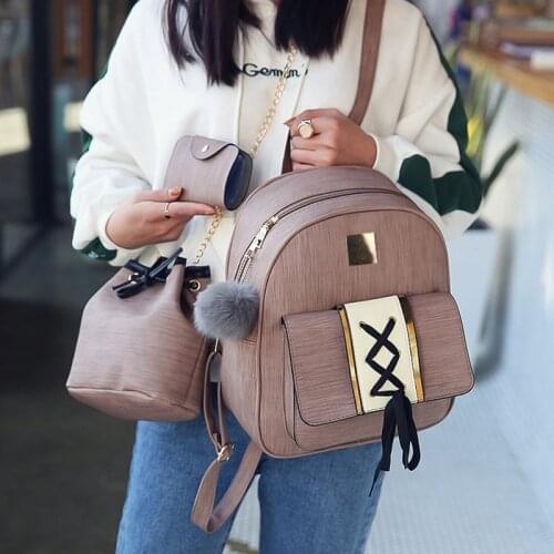 ALLKACI women backpacks bag 3 set schoolbags for girls teenager female flap crossbody bags for ladies round purse for coins 56