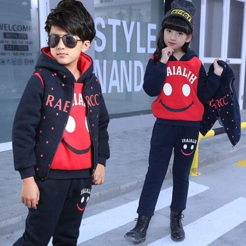 Spring Autumn Girls Clothes Sets 3pcs Cartoon Hooded Smile Suits Casual Outerwear Hoodies Clothes Girls Sport Outfits