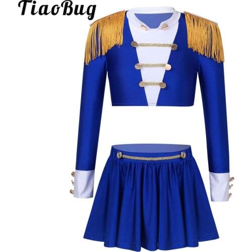 Girls Dance Costume Latin Jazz Stage Performance Top Skirts Uniform Dress Halloween Cosplay Showman Ringmaster Circus Dancewear