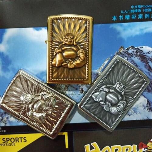 Metal Badge for Kerosene lighter Oil Lighter DIY Handmade Smoker Accessories Gadgets Decor Accessory Maitreya Buddha