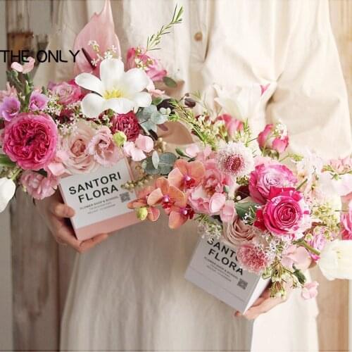 Mini Flower Box Small Love Round Square Gift Box Flower Wrapping Box Birthday Wedding Box