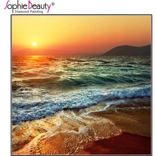 DIY Diamond Embroidery Kits Room Decoration Needlework Mosaic 3D Diamond Cross Stitch Painting Unfinisheded Heart Sunshine Beach