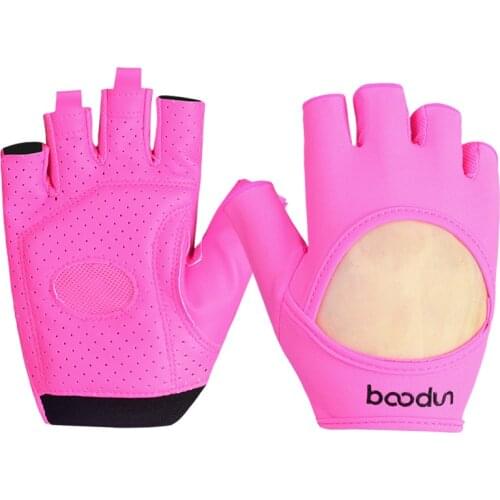 BOODUN Outdoor Women Climbing Weightlifting Fitness Gloves Yoga Non-slip Dumbbell Half Finger Gloves Hiking Gloves Pink Black