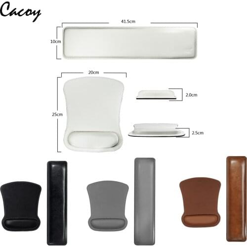 Cacoy PU Leather Keyboard Wrist Rest Pad Mouse Wrist Rest Pad Set Ergonomic Memory Foam Support Comfort Mouse Pad For Office