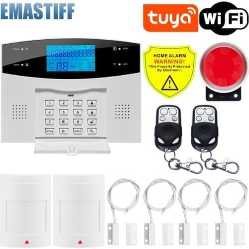 Tuya Wifi GSM Alarm System 433MHz Home Burglar Alarm Wireless & Wired Detector RFID TFT Touch Keyboard Support Alexa