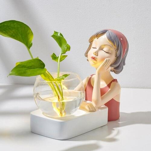 Color Girl Hydroponic Vase Resin Glass Vase Nordic Home Decoration Fun Modern Home Countertop Decoration Household Vase Gifts