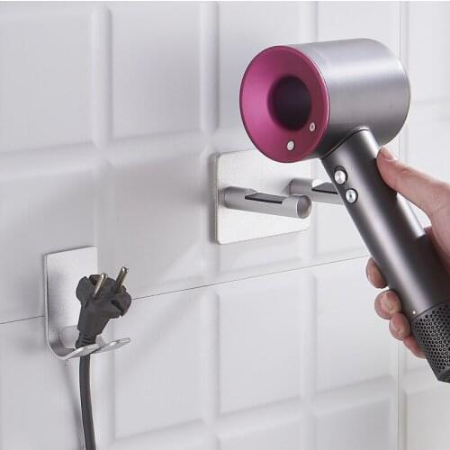 Hair Dryer Rack Punch-free Space Aluminum Bathroom Hanger Toilet Hair Dryer Storage Bracket Multi-function Wall Holder Rack