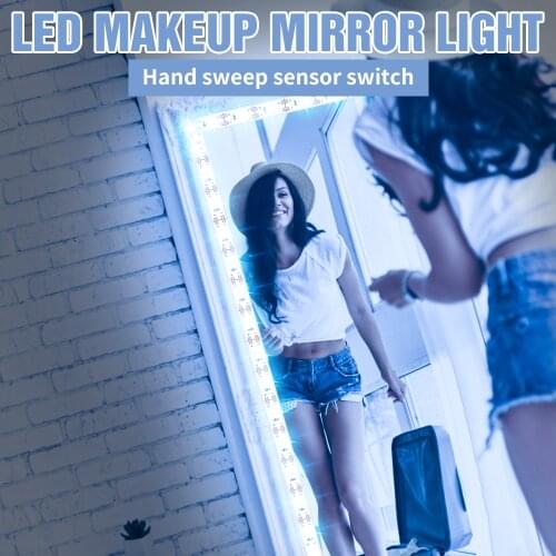 USB Dressing Table Lamp Tape LED Makeup Vanity Light Strip LED Full Backlit Mirror Lamp Bathroom Hand Sweep Sensor String Lights