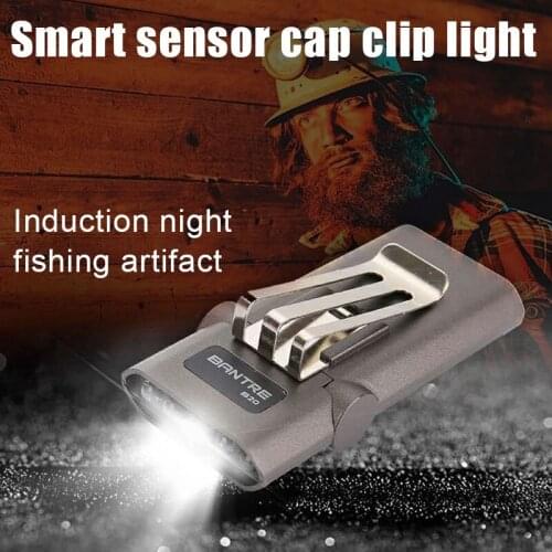 Camping Fishing Hat Light Induction LED Headlamp Rotatable Ball Cap Brim Lamp Clipping-on Hat Light Hands Free Outdoor GQ