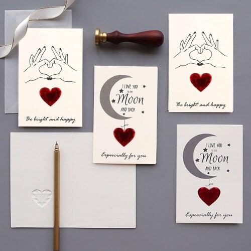 Creative Bronzing Diy Highend Love Heartbeat Invitation Card Valentines Day Gift Love Postcard Commemorative Card With Envelope
