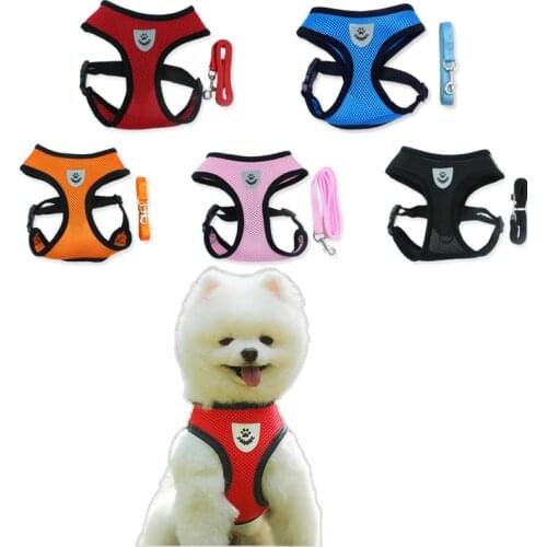 Dog Harness Breathable Dog Vest Small And Medium-Sized Dog Cat Harness With Traction Rope Adjustable Reflective Dog Harness