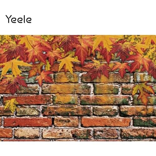 Yeele Autumn Maple Leaf Grunge Brick Wall Photocall Photography Backdrop Photographic Decoration Backgrounds For Photo Studio