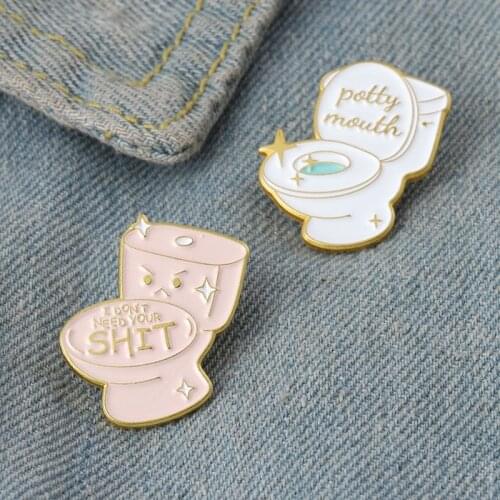 Funny Cute Closestool Enamel Brooches For Women Girls Fashion Cartoon Geometric Lapel Badge Pins Bag Clothes Jewelry Gifts
