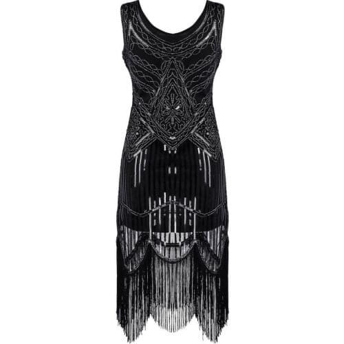 Vestidos Dress Flapper Paillets Elegant Vintage Retro 2019 Sequin Xxxxl Women Female Length Sleeve