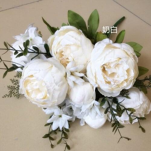 1 pc 35cm Length Silk Rose Flower Plants Home Decor Dried Artificial Flower Rose Peony Flowers Wedding Party Decoration