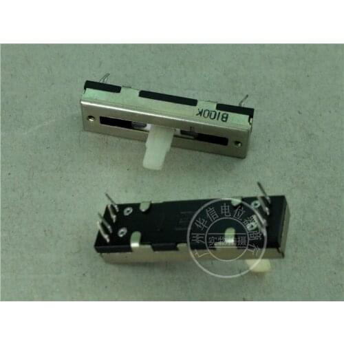2pcs FOR JP 35MM Sliding Fader Double Potentiometer B100K / 8 Feet / Shank Length 10MMC / With Midpoint