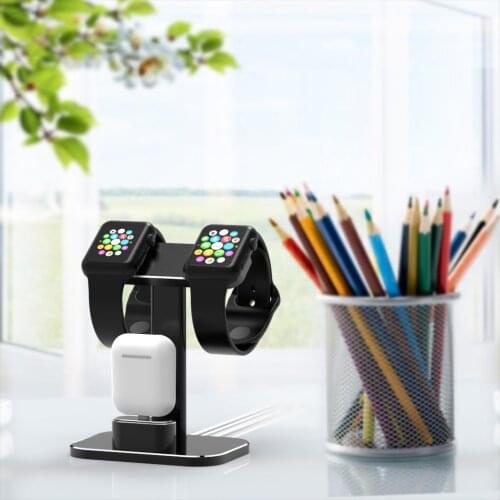 2 in 1 Watch Stand Replacement for Apple Watch iWatch Charging Dock Station Stand Holder Aluminum Airpods Stan