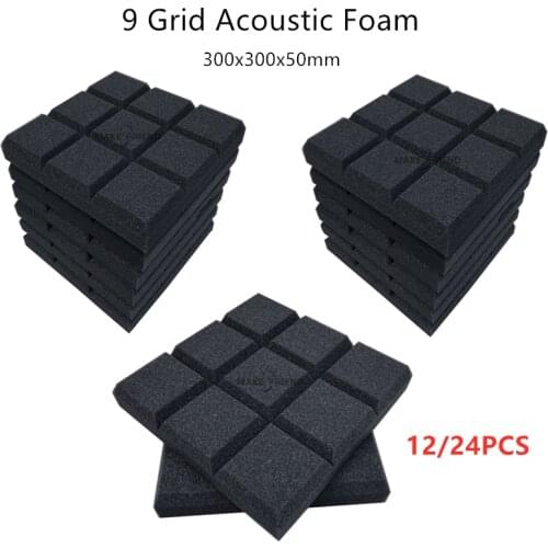 300x300x50mm 12/24Pcs Studio Acoustic Soundproof Foam Pyramid Sound Absorption Treatment Panel Tile Wedge Protective Sponge