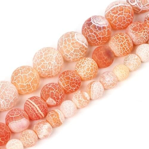 4-12mm Natural Stone Beads Loose Round Frosted Orange Weathered Stone Beads For Jewelry Making DIY Charm Bracelet Necklace