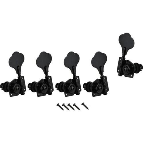 5pcs 4L1R Bass Tuning Pegs Vintage Open Bass Machine Heads Tuners Black For 5 Strings Bass