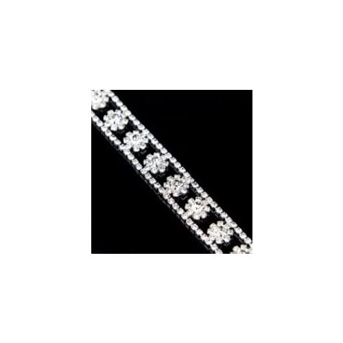 5 Yards/lot 15mm Width Clear Crystal Fancy Flower Rhinestone Trim Chain Wholesale Free Shipment