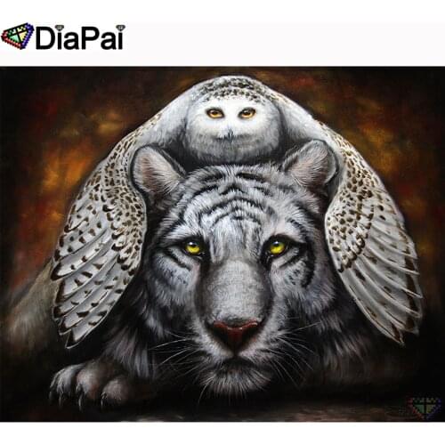 DIAPAI 5D DIY Diamond Painting 100% Full Square/Round Drill "Animal tiger owl" Diamond Embroidery Cross Stitch 3D Decor A21599
