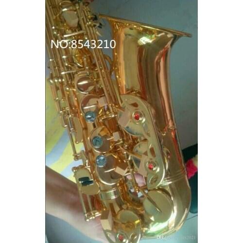 Alto Saxophone Eb Sax Golden Plated Brass Instruments Music Professional Saxofone Free shipping