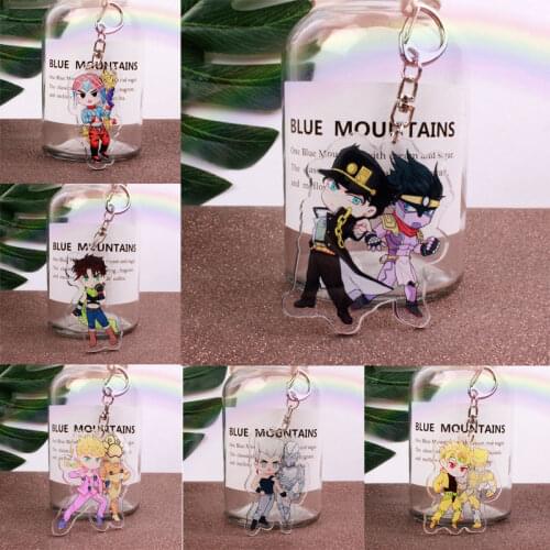 Anime Jojos Bizarre Adventure Keychain Cartoon Figure Acrylic Pendant Keyring