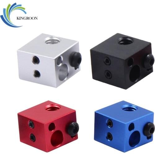 KINGROON 1PC Makerbot Heated Block 3D Printer Aluminum Heater Block MK7 MK8 Extruder V6 J-head Hot End Heating Block 16*16*12mm