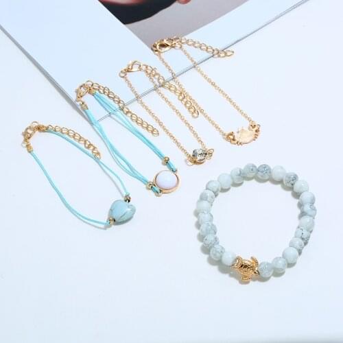 Bohopan Lovely Animals Bracelets Bangles For Girls Heart Shape Bracelet Sets Thin Blue Line Cuff Bracelets Beads Bracelet 2019