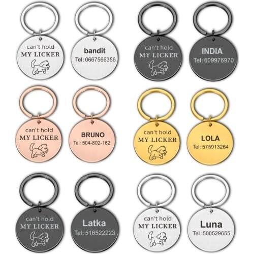 Personalized Dog ID Keychain Pet Name Phone Anti-lost Pet ID for Cat Puppy Can't Hold My Licker Dog Collar Tag Keyring Pet