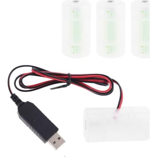 D Battery Eliminator 2m USB Powered Can Replace 1 to 4pcs 1.5V LR20 D Battery E65A