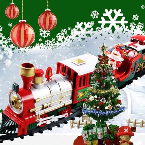 Electric Simulation Christmas Train Set Toy Small Plastic Railway Racing Tracks Christmas Gift for Children