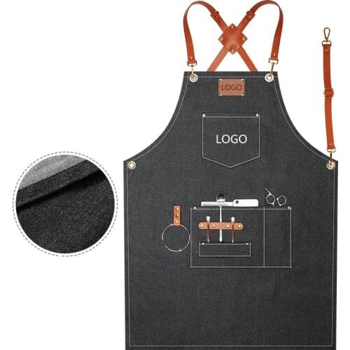 Denim canvas apron, barber shop, dining room work clothes, custom logo